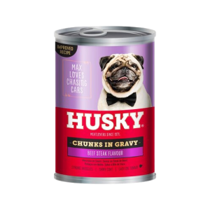 Husky Wet Dog Food Chunks in Gravy Steak 385g