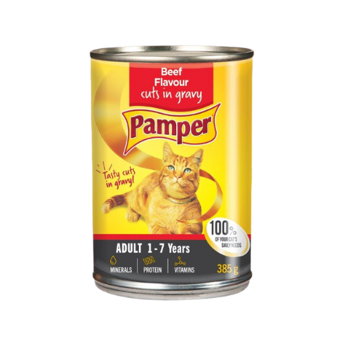 Pamper beef cuts in gravy cat food
