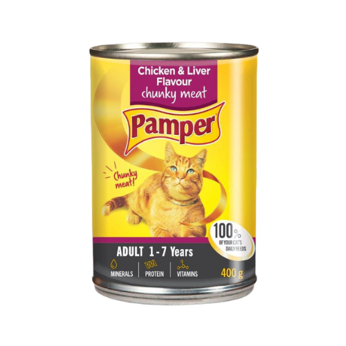 Pamper chicken & liver chunky meat cat food