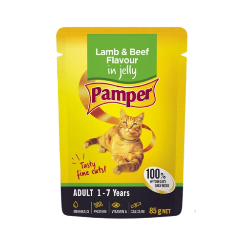 Pamper lamb & beef in jelly cat food