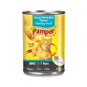 PAMPER Tin Adult O/Fish Beef 400g