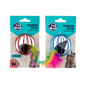 Cat Toy Ball With Mouse Inside Feathers 6cm