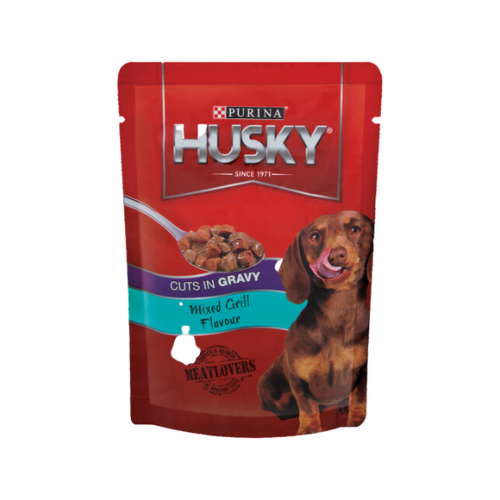 husky pouch mixed grill dog food